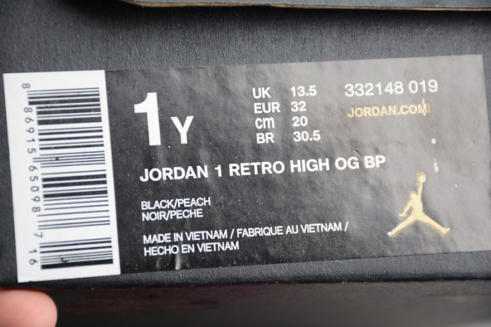 air jordan 1 kids retro high black pink 332148-019