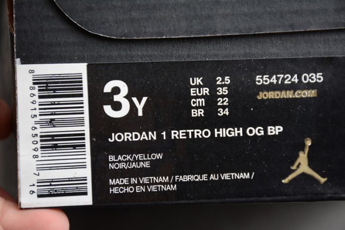 air jordan 1 kids yellow toe black white 552724-035